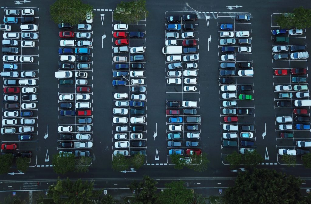 Aerial view of car parking.